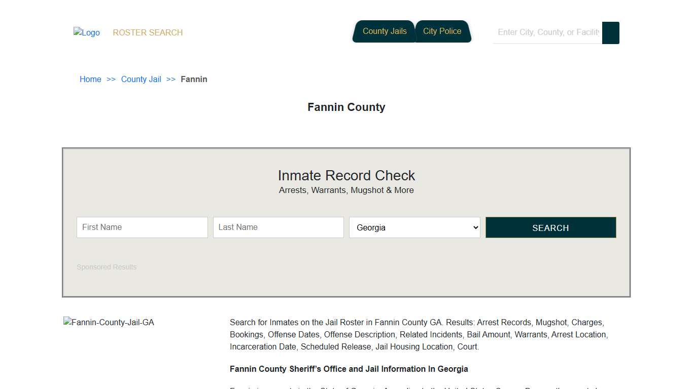 Fannin County | Georgia Jail Inmate Search